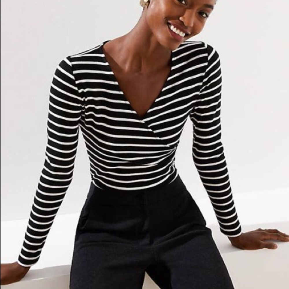 Loft NWT Navy & White Striped Bodysuit Size M